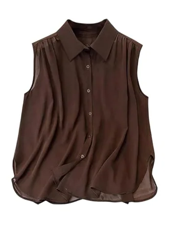 Sleeveless Blouse, Coffee
