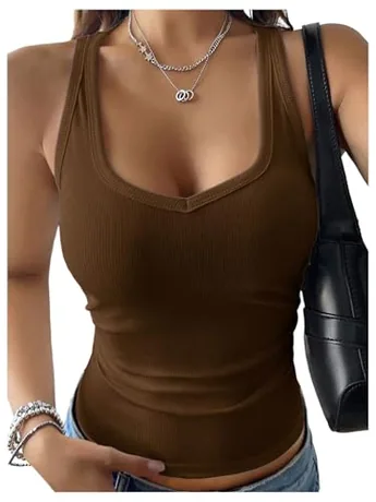 Sleeveless Knit Outfit Set, Coffee