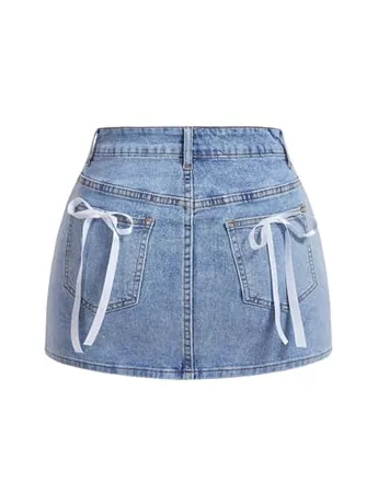 Petite Mini Denim Skirt, Blue (Small)