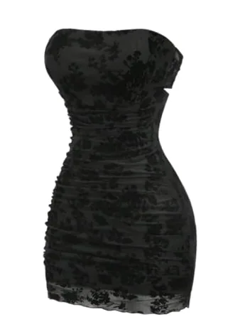 Mini Mesh Dress, Black (strapless)