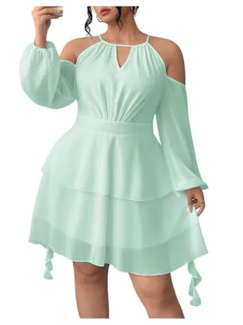 Plus Size Mesh Dress, Mint (XX-Large Plus)
