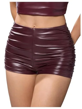 Mini Ruched Shorts, Red