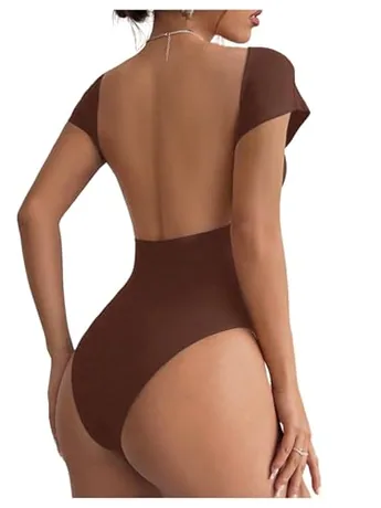 Backless Bodysuit, Chocolate