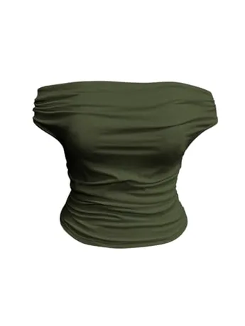 Plus Size Short Sleeve Off Shoulder T-Shirt, Army Green