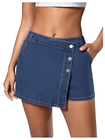 High Waisted Denim Skirt, Blue