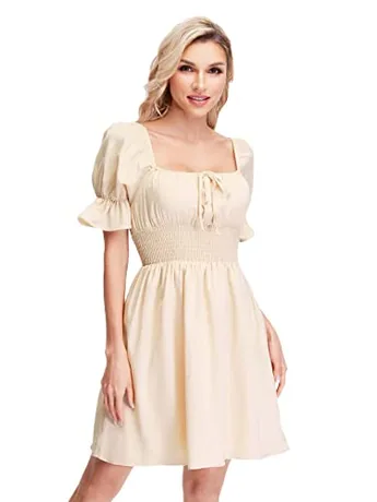 Mini Ruffle Dress, Beige