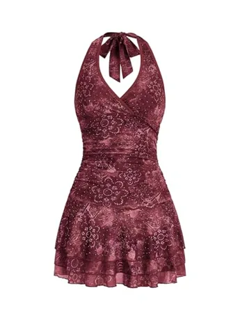 Mini Floral Dress, Red