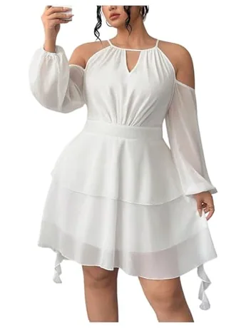 Plus Size Mesh Dress, White (XX-Large Plus)