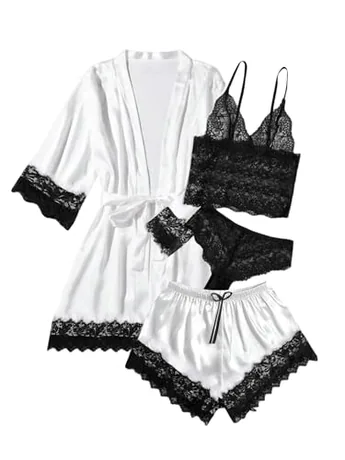 Satin Sleep Set, White (3X-Large)