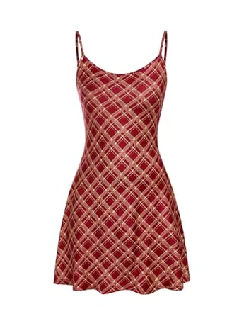 Mini Plaid Dress, Red