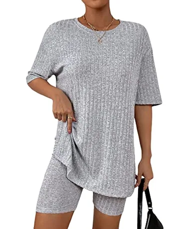 Ribbed Outfit Set, Grey