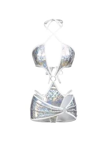 Halter Bodysuit, Silver