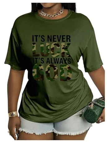 Plus Size Short Sleeve Graphic T-Shirt, Olive (XX-Large Plus)