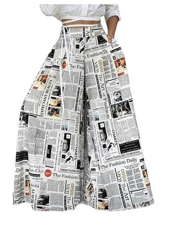 Wide Leg Trousers, Multicolour (Small)