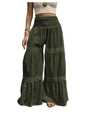 Wide Leg Trousers, Army Green