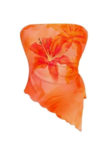 Floral Tube Top, Orange (Medium)