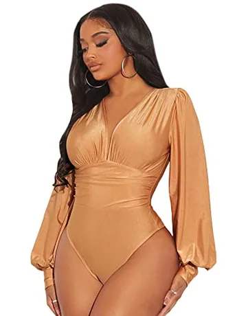 Long Sleeve Bodysuit, Brown