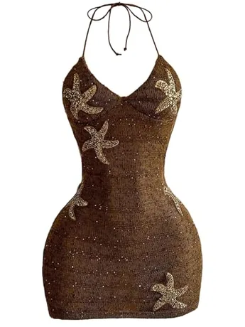 Mini Sequin Dress, Coffee