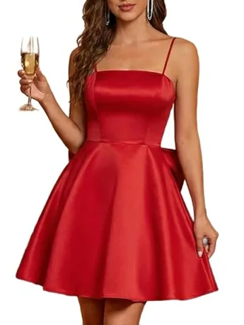 Mini Satin Dress, Burgundy
