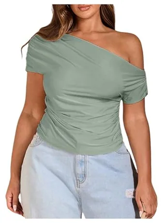 Plus Size Ruched T-Shirt, Mint