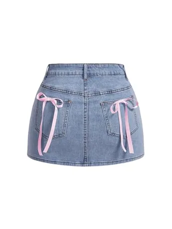 Petite Mini Denim Skirt, Blue
