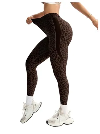 Leopard Leggings, Coffee (Medium)