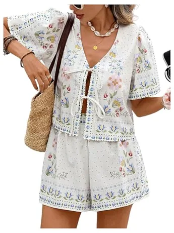 Floral Outfit Set, Blue
