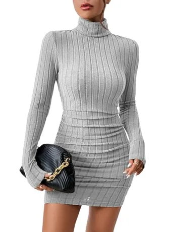 Long Sleeve Knit Dress, Grey