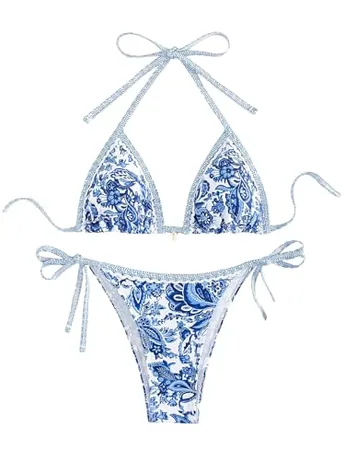 Floral Swimsuit, Blue