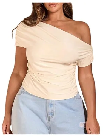 Plus Size Ruched T-Shirt, Apricot