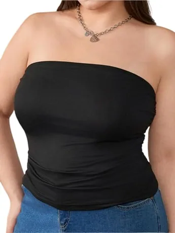 Plus Size Tube Top, Black (4X-Large Plus)