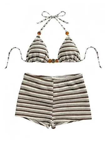 Striped Swimsuit, Coffee