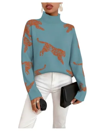 Long Sleeve Leopard Knitwear, Mint