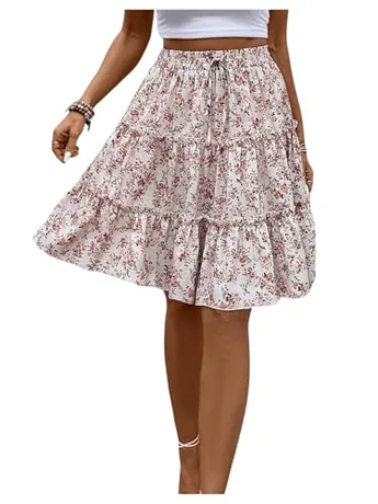 Floral Skirt, Apricot (Medium)
