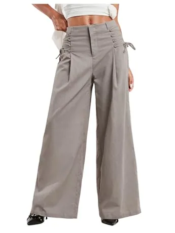 Wide Leg Lace Trousers, Grey