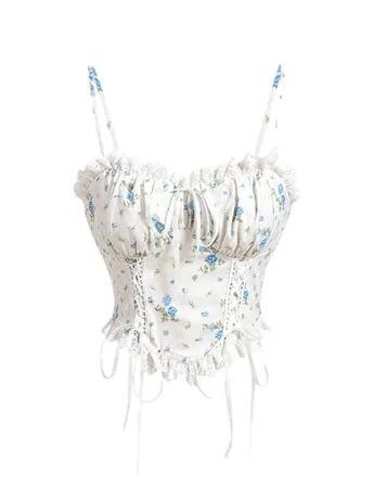 Lace Corset Top, Blue