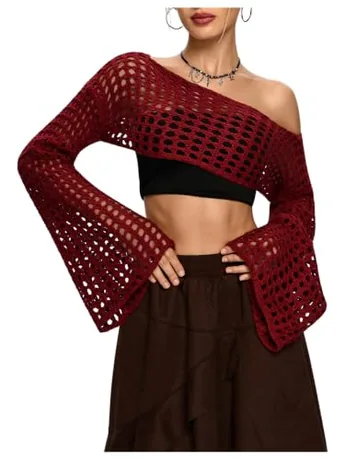 Knit Crop Top, Red (Large)