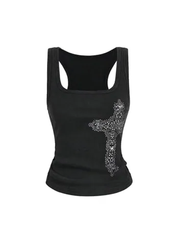 Sleeveless Graphic Tank Top, Grey (X-Small)