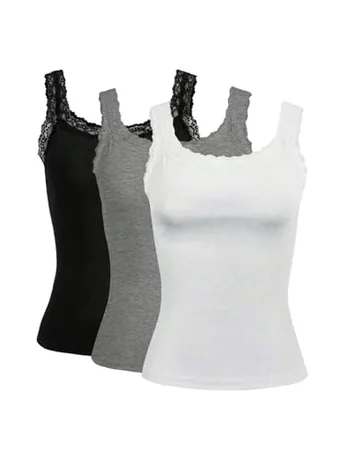Plus Size Lace Tank Top, Black (4X-Large Plus)