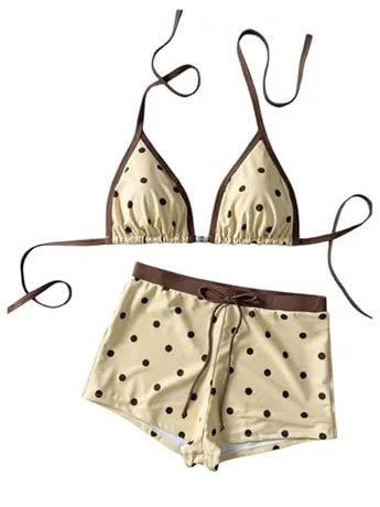 Plus Size Halter Swimsuit, Yellow