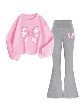 Long Sleeve Graphic Outfit Set, Pink (10 Years)