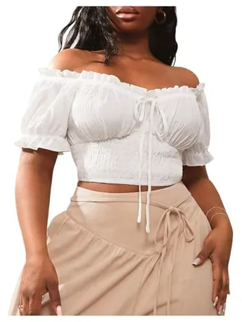Plus Size Crop Top, White