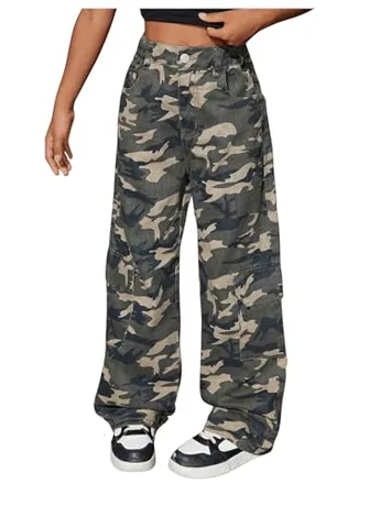 High Waisted Denim Jeans, Army Green (9 Years)