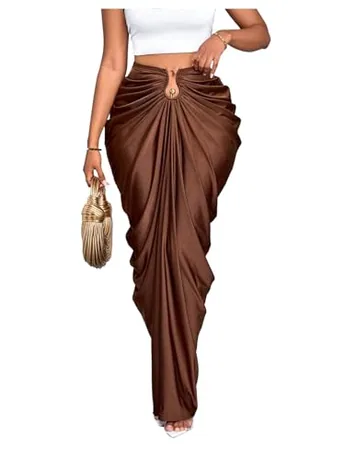 Maxi Bodycon Skirt, Coffee (Medium)