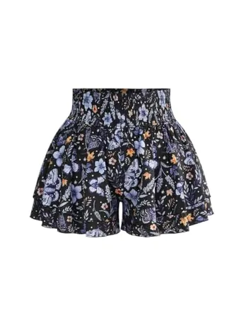 Plus Size Floral Shorts, Purple