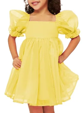 Midi Mesh Dress, Yellow (6 Years)