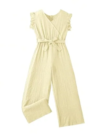 Wide Leg Ruffle Jumpsuit, Yellow