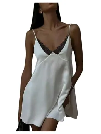 Mini Lace Dress, White (Small)