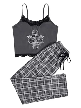 Plaid Sleep Set, Grey