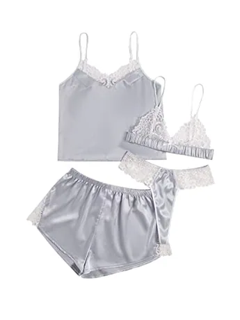 Lace Sleep Set, Grey (X-Large)